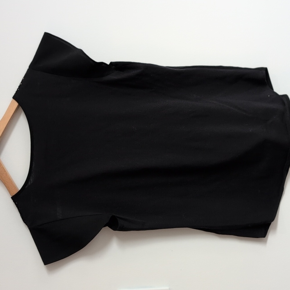 Van Heusen Black Top with Lace Shoulders & Flutter Cap Sleeve Size XS - Picture 5 of 6